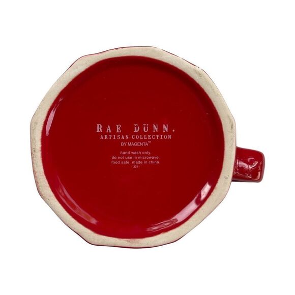 Rae Dunn JOY Holiday Tree Shaped Mug w/Star Topper Red & White Ceramic Set NWOT - Picture 6 of 6